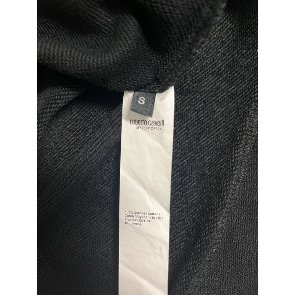 ROBERTO CAVALLI SPORT Black Cotton Logo Accent Long Sleeve Sweatshirt Size S - Picture 4 of 5